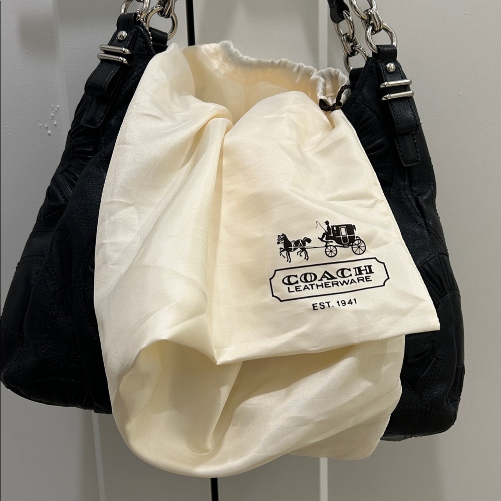 Coach (EUC) Madison Op Art Maggie Embellished Leather Shoulder Bag - Picture 15 of 17